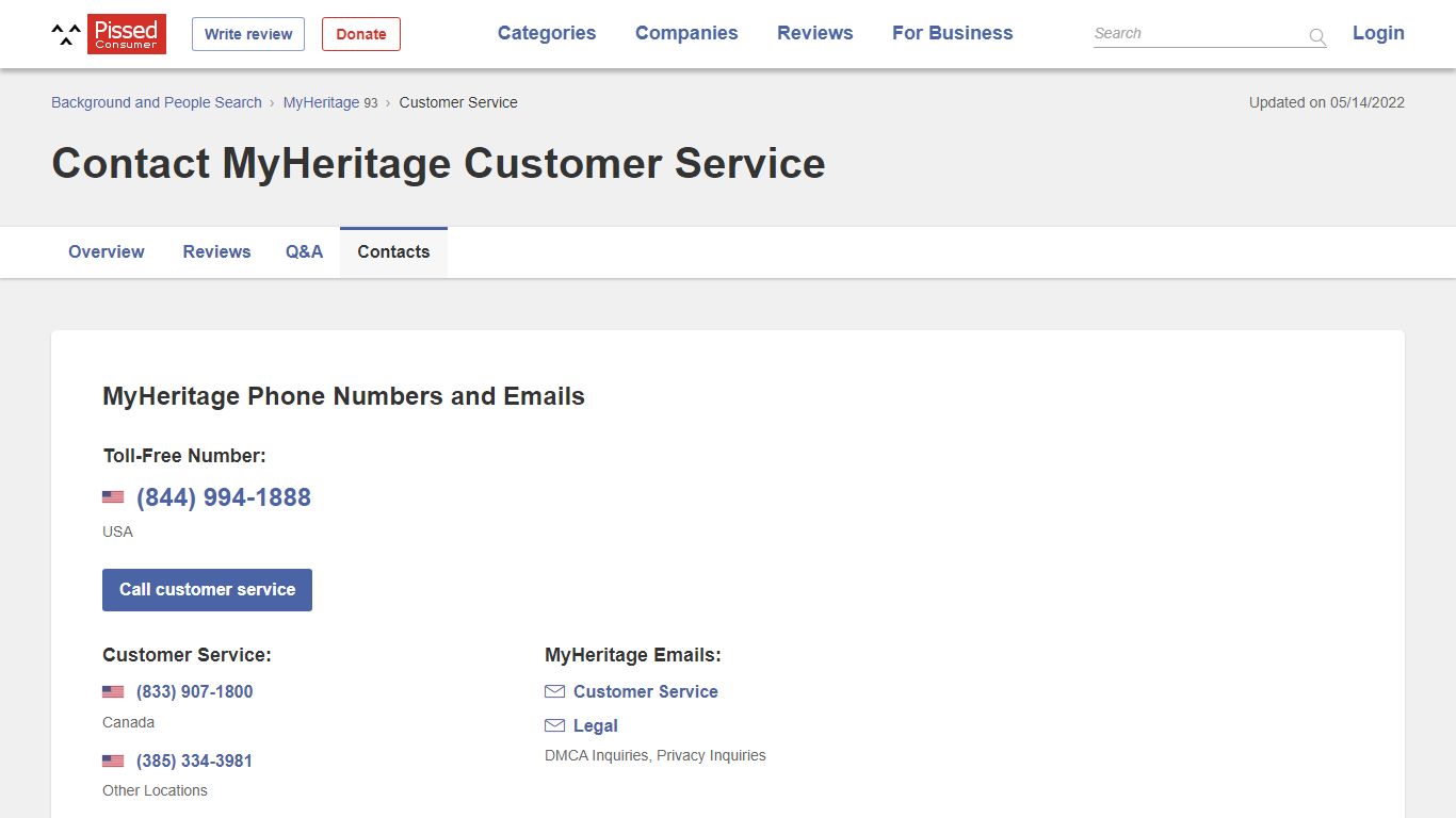 Contact MyHeritage Customer Service - Pissed Consumer