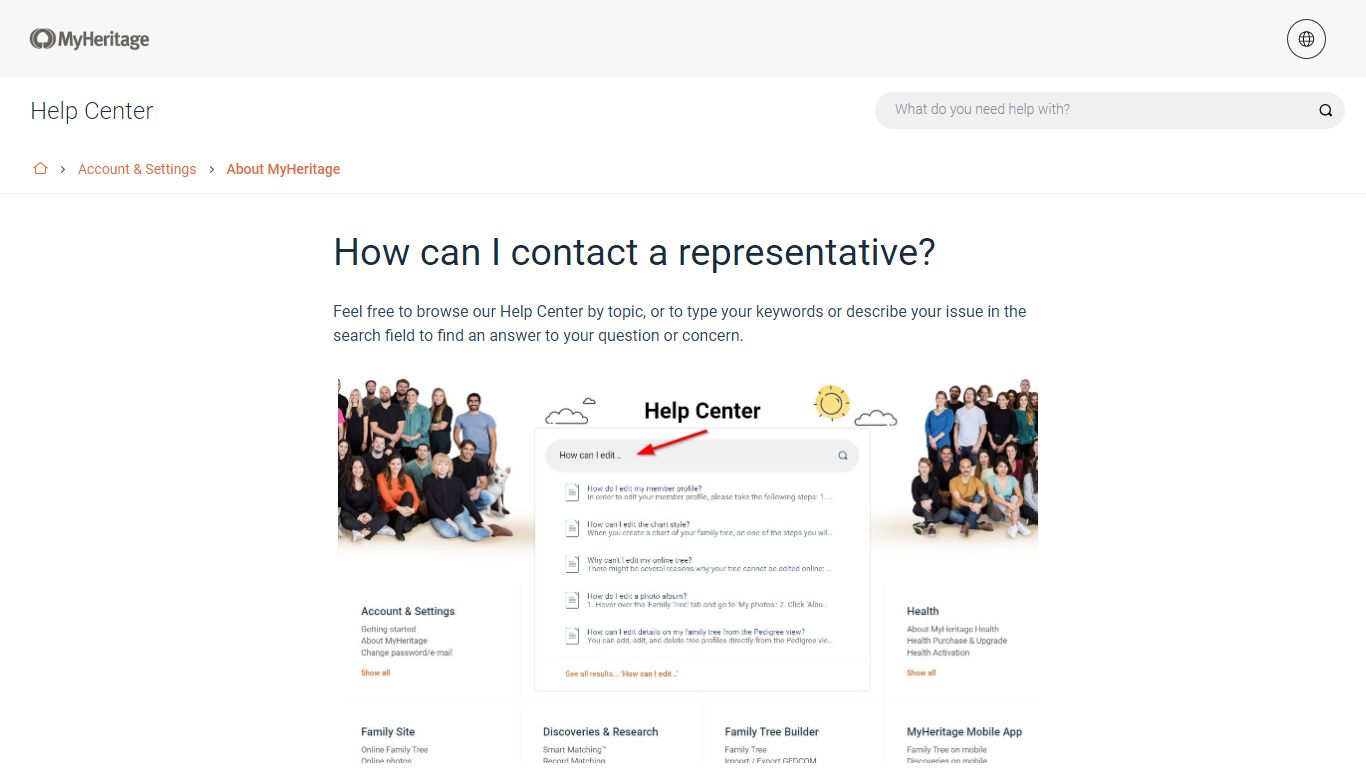 How can I contact a representative? - MyHeritage